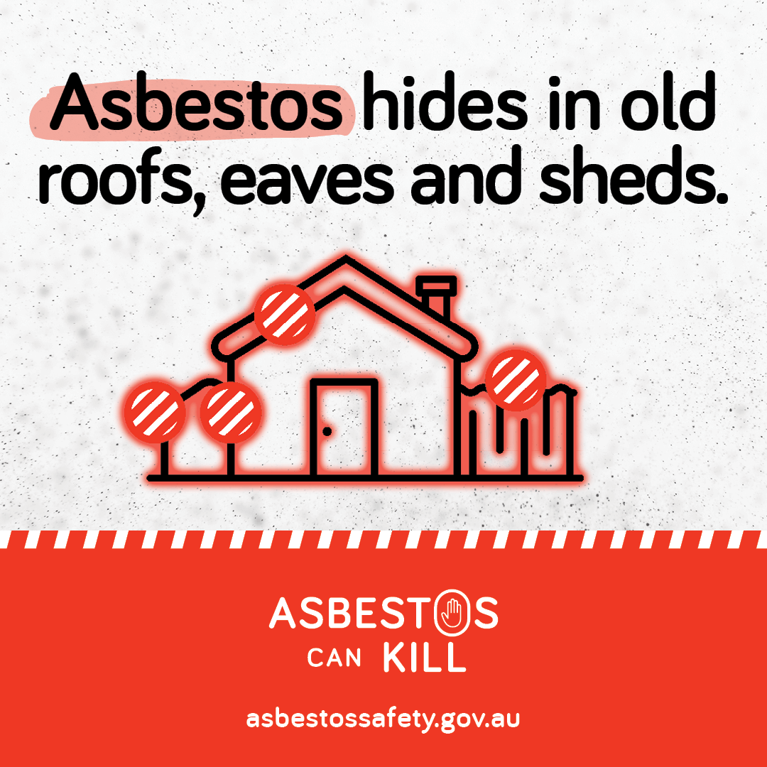 Asbestos hides in old roofs, eaves and sheds